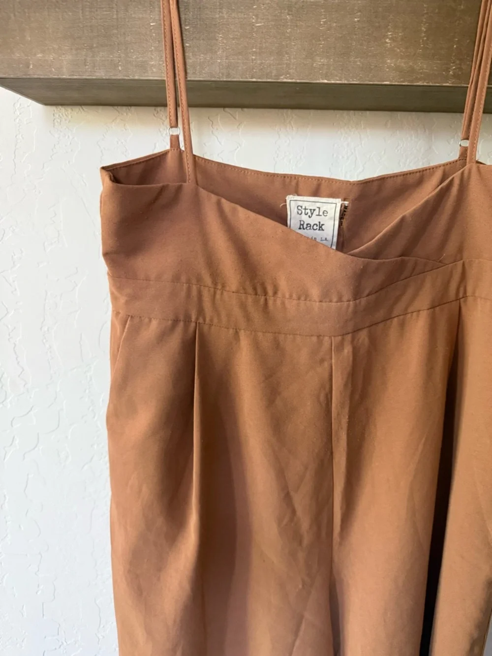 Style Rack|Rust-Brown Wide-Leg Jumpsuit with Spaghetti Straps,overalls•••LARGE - Picture 4 of 10